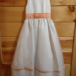 Size 6 Dress. White w/ tangerine trim.